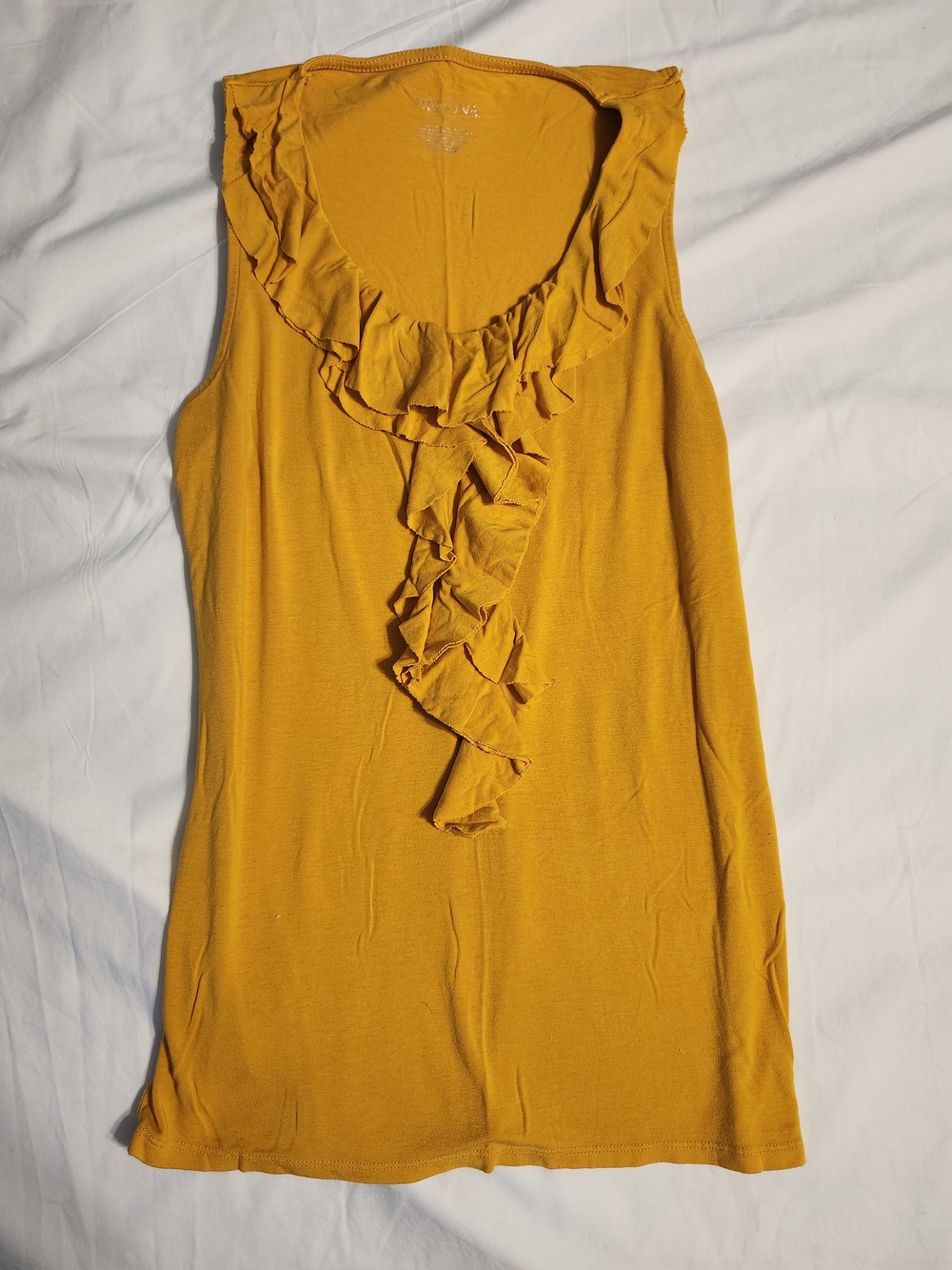 Sleeveless Ruffle Front Tank Top - Mustard